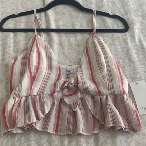 Pink blue and white cropped top